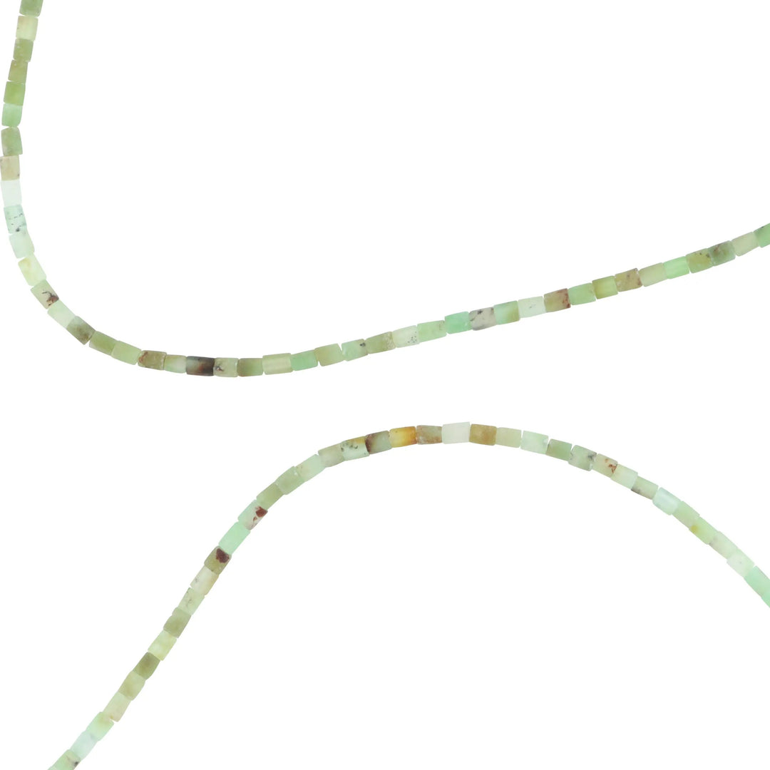 Smykkestensperler, string, chrysopras rørperler mat, 39 cm/3 x 3-3,5 mm BOC