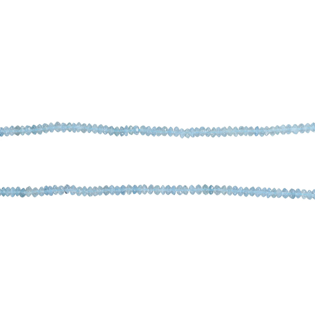 Smykkestensperler, string, akvamarin rondel, 46 cm/2x4 mm BOC