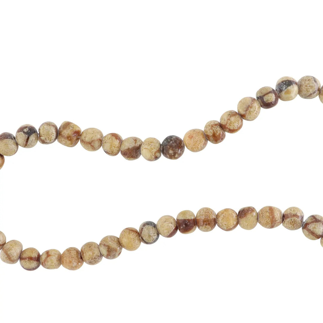 Smykkestensperler, string, tigerkoral, rund, 41 cm/8 mm, storkøb BOC