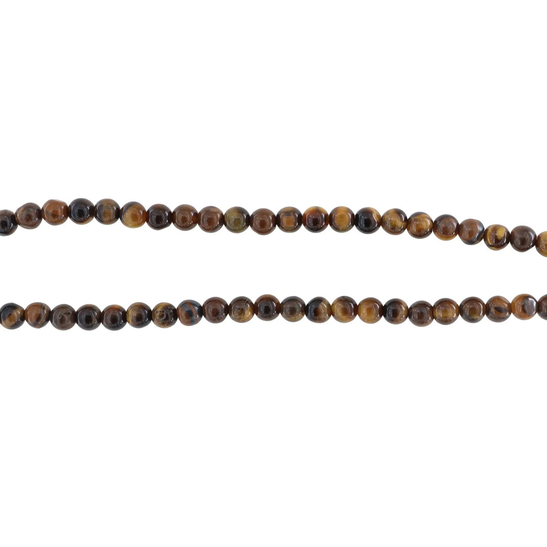 Smykkestensperler, string, tigerøje rund, 39 cm/6 mm, storkøb BOC