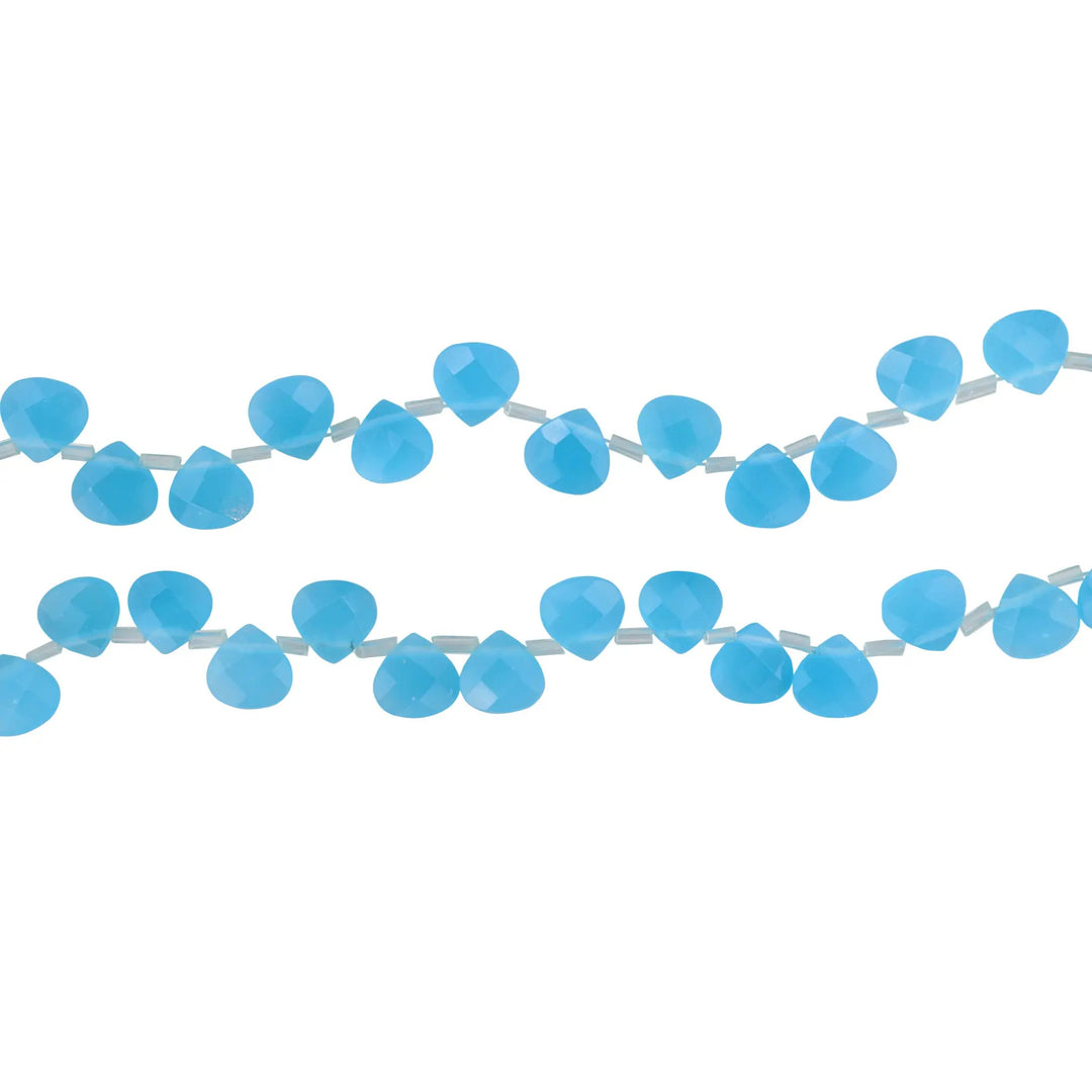 Smykkestensperler, string, calcedon dråbe facetteret, 40 cm/10 mm BOC