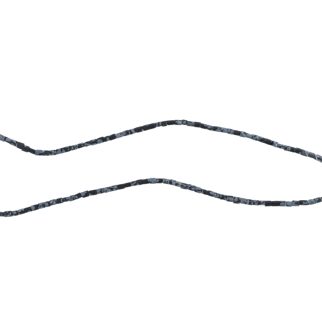 Smykkestensperler, string, sneobsidian rørperler mat, 38 cm/2,5 x 2,5 mm BOC