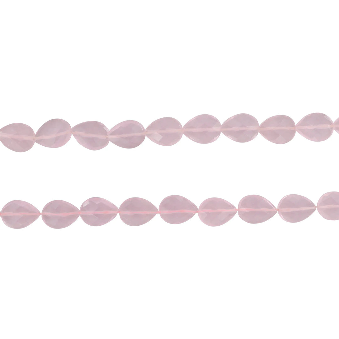 Smykkestensperler, string, rosakvarts synt. dråbe facetteret, 12x16 mm BOC