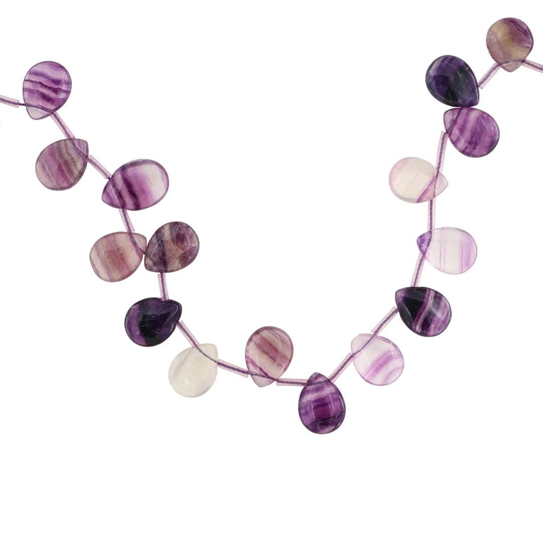 Smykkestensperler, string, båndametyst dråbe, 43 cm/12 x 15 mm, BOC