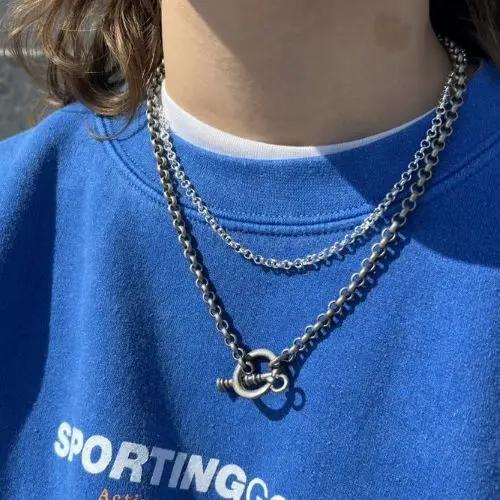 Halskæde, ærtekæde, forgyldt og forsølvet messing, 46 cm Beadhouse of Copenhagen