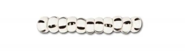 Stribede glasperler, preciosa, hvid med 4 sorte striber Preciosa