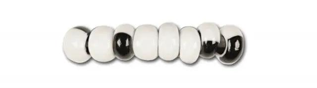 Multifarvede glasperler, preciosa, white and black harlequin Preciosa