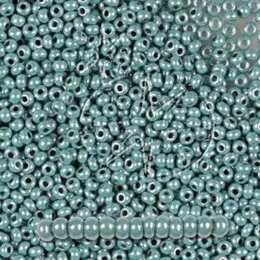 Grønne glasperler,  preciosa, metallic turquoise green lustered Preciosa