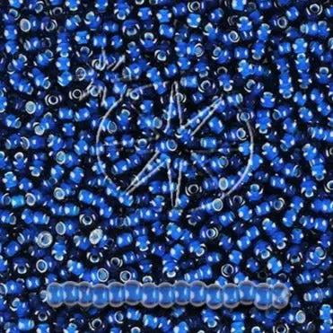 Blå glasperler, preciosa, whitelined dark aquamarine, storkøb Preciosa