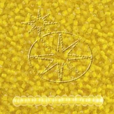 Gule glasperler, preciosa, whitelined transp. yellow amber, storkøb Preciosa