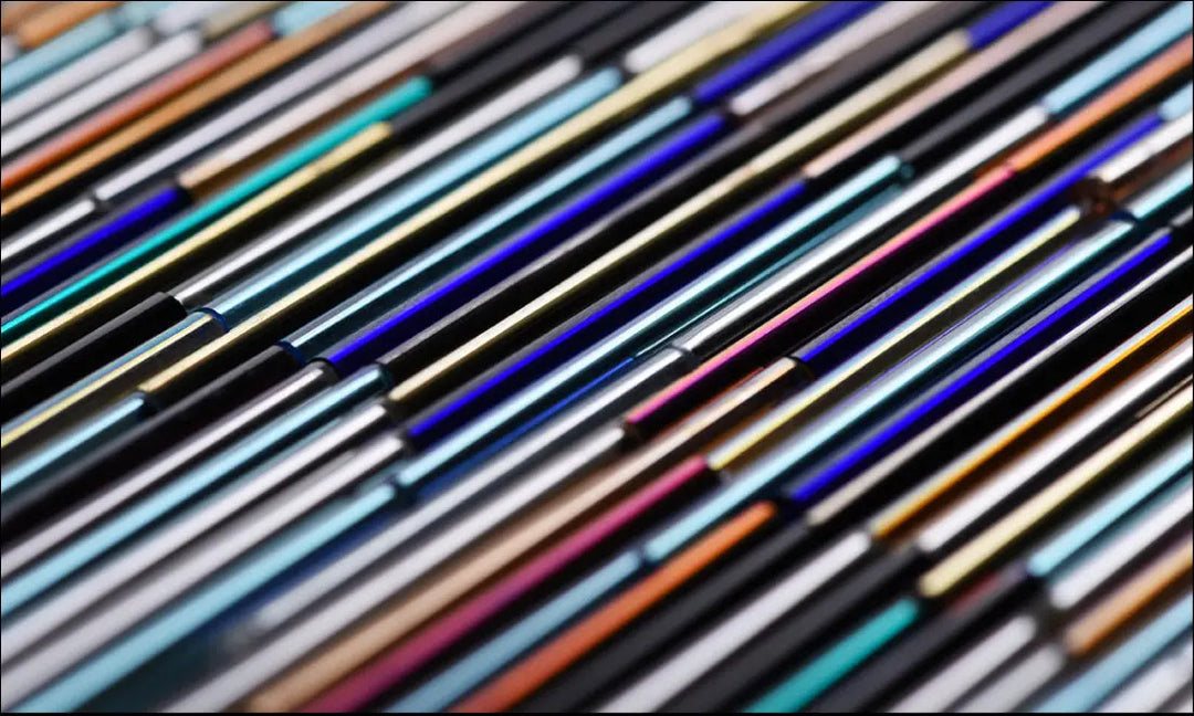 Blå glasperler, preciosa dark sapphire silver lined tubes, 50 x 3 mm Preciosa