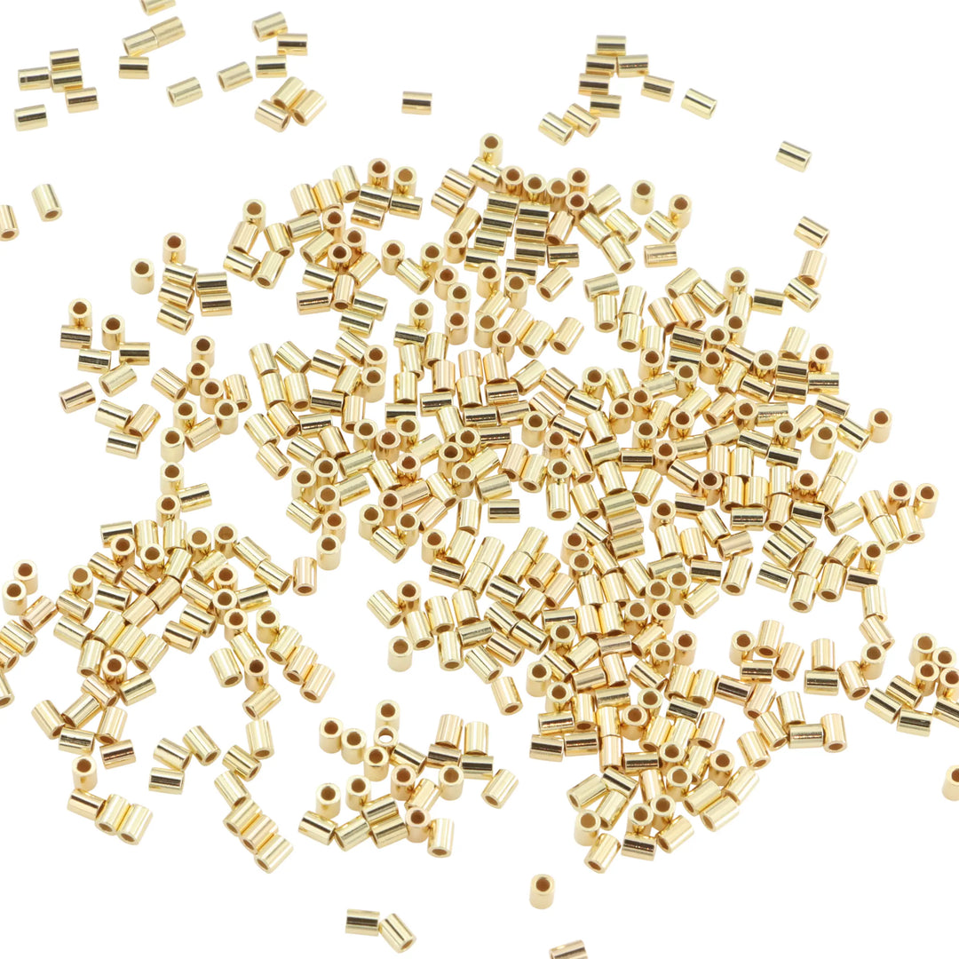 Wire clip beads in gold-plated sterling silver, tube 2 x 1.5 mm bulk purchase 
