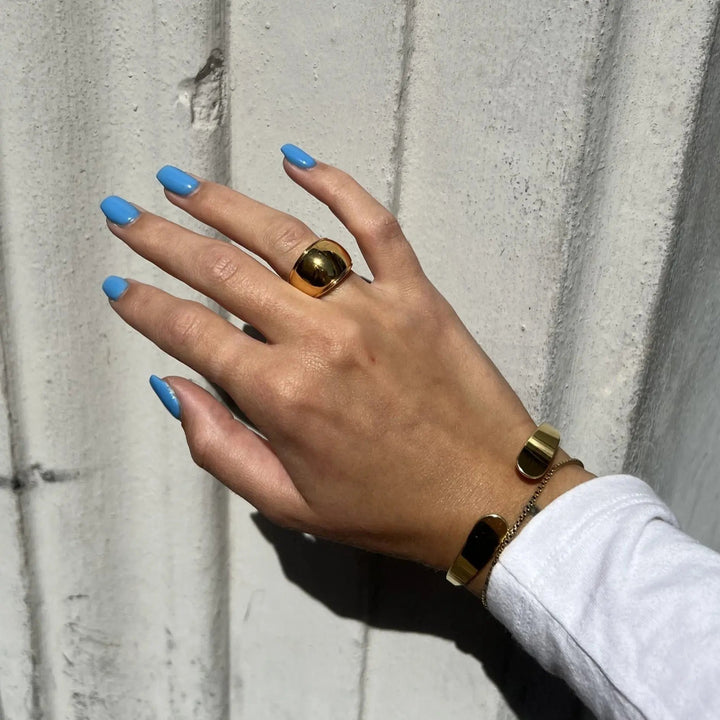 Fingerring, chunky ring, sterlingsølv og forgyldt sterlingsølv Italy