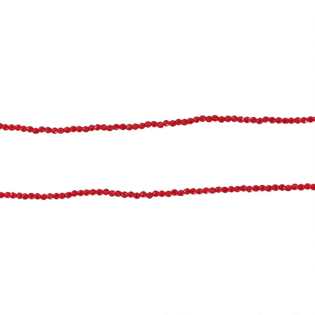 Smykkestensperler, string, rød krystalglas, rund facet - 35 cm, ca 175 stk JCentre