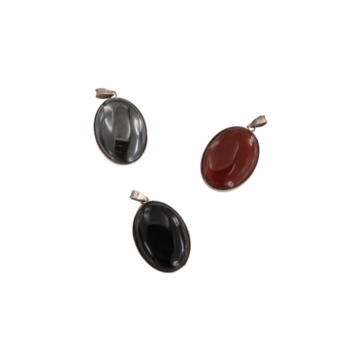 Vedhæng, oval m. sten, sterlingsølv, 26mm, flere varianter Beadhouse of Copenhagen