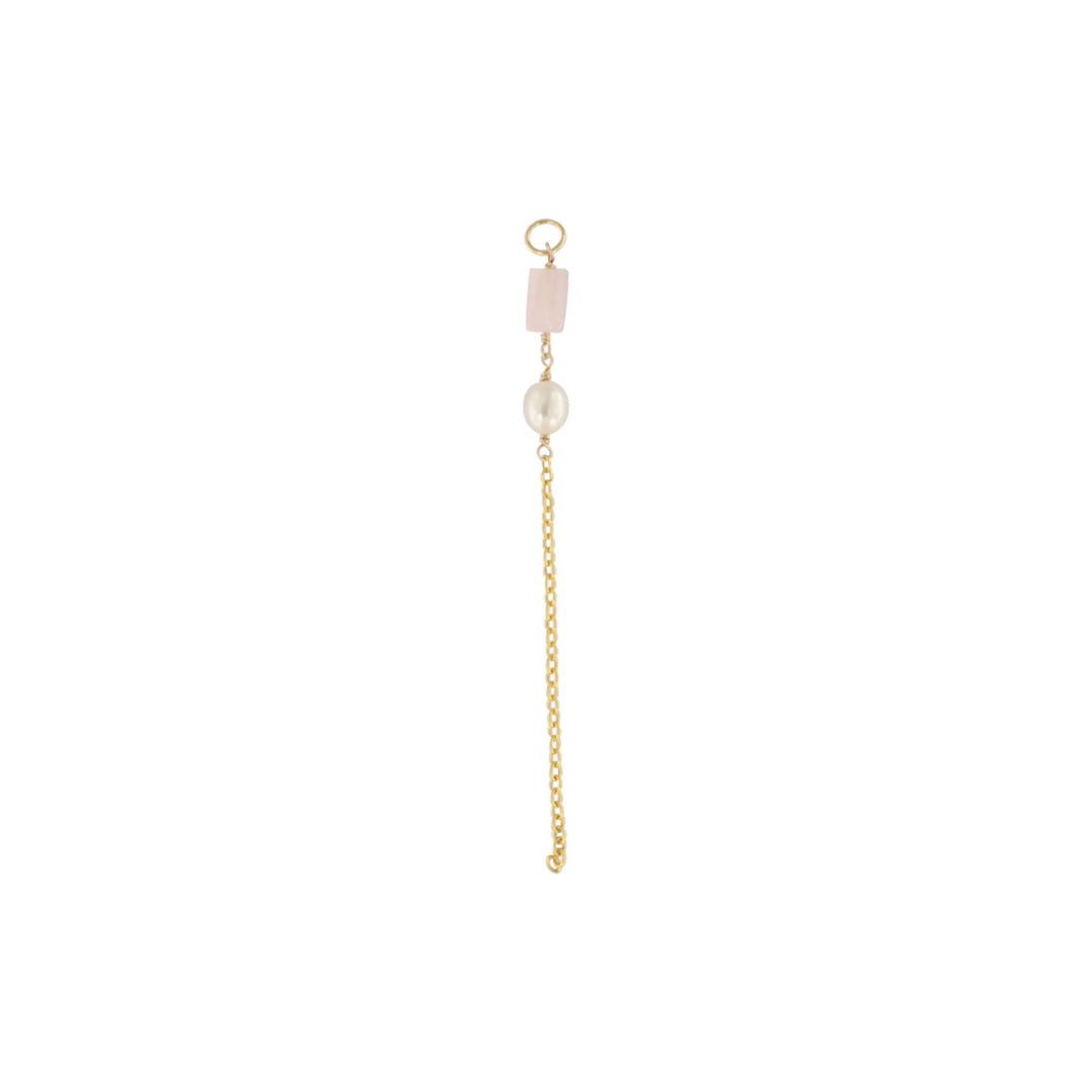 Earrings, hoop, with chain, precious stone, gold-plated silver 