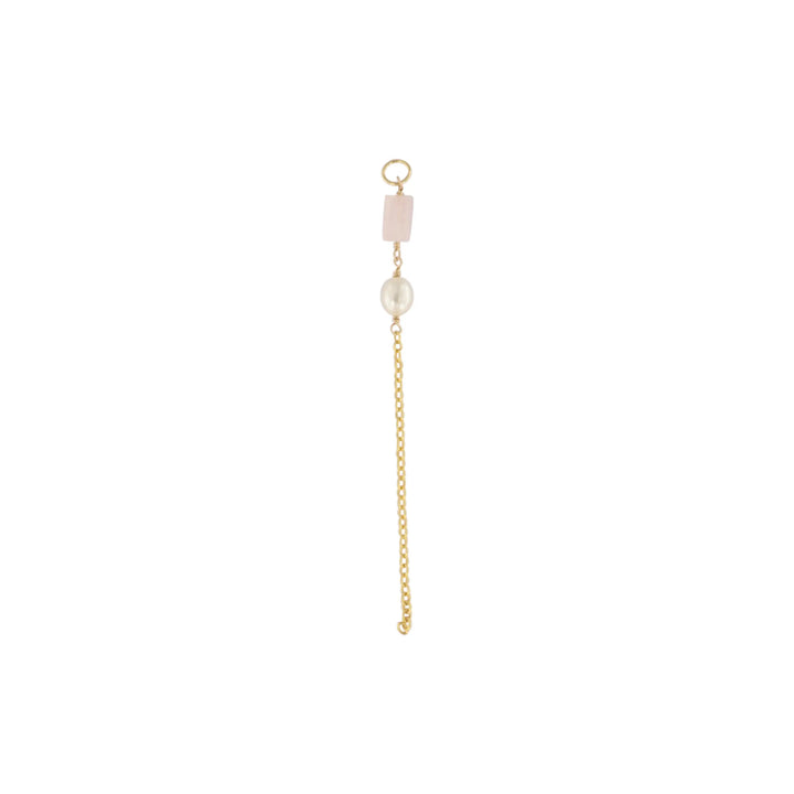 Earrings, hoop, with chain, precious stone, gold-plated silver 