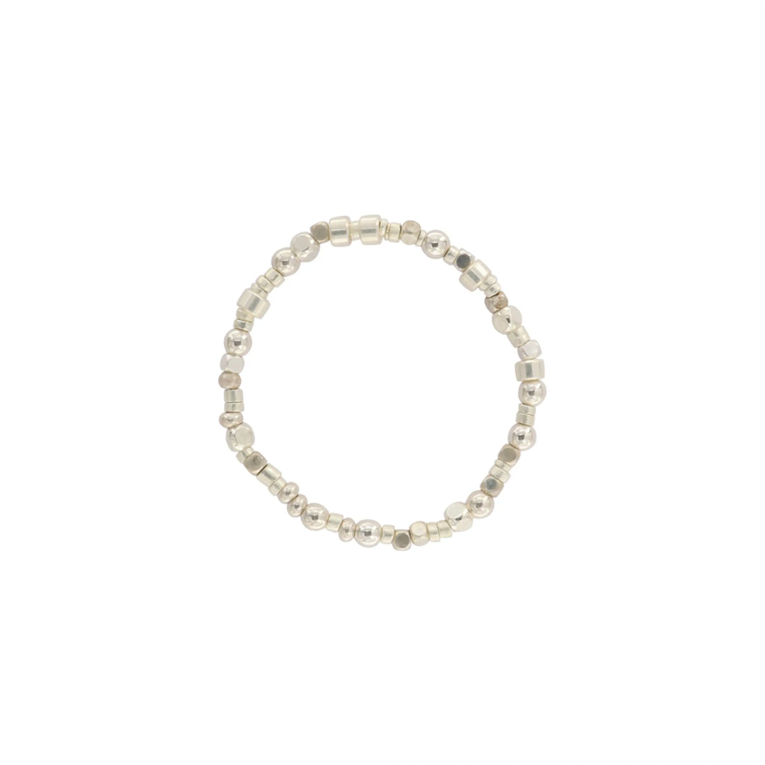 Armbånd, sølvperler, mix, forsølvet metal 