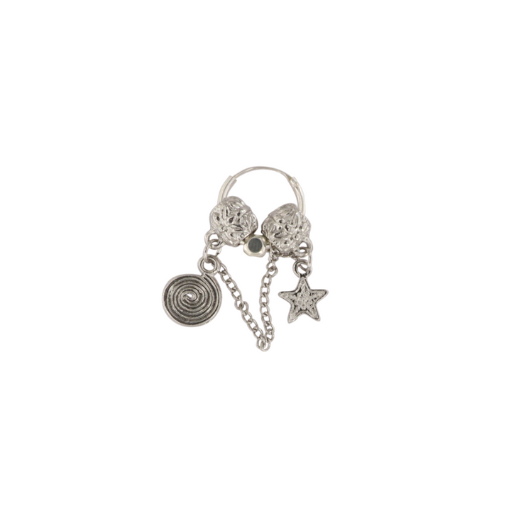 Ørering, hoop, m. motiver, sølvperler, sterlingsølv, metal 