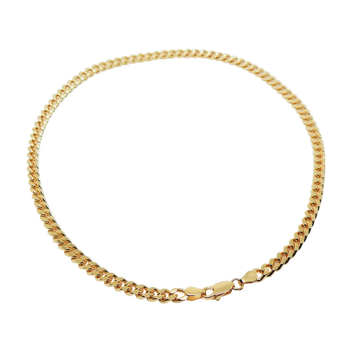Necklace, chunky armor facet chain, gold-plated brass, 40 cm/4.4 mm 