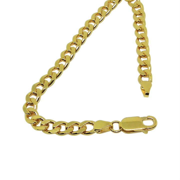 Bracelet, armor facet chain, gold-plated sterling silver, 16-22 cm/5.5 mm 