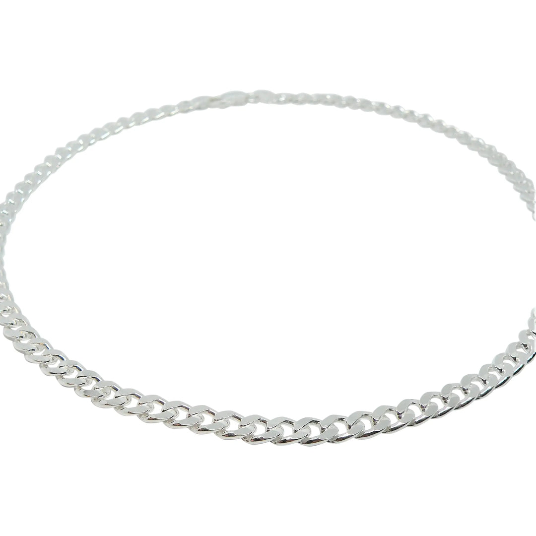 Halskæde, panser facet kæde, sterlingsølv, 5mm x 40 ,45 cm 