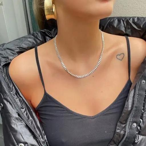 Halskæde, panser facet kæde, forgyldt og sterlingsølv, 1,8mm x 40-55cm Spain