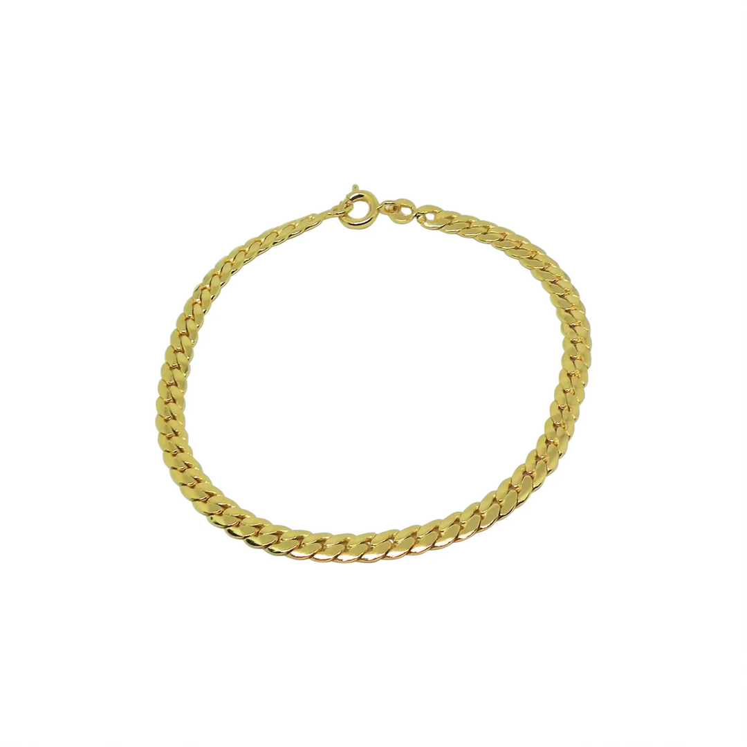 Armbånd, sildebens kæde, forgyldt sterlingsølv, 17-19 cm/3,5 mm 
