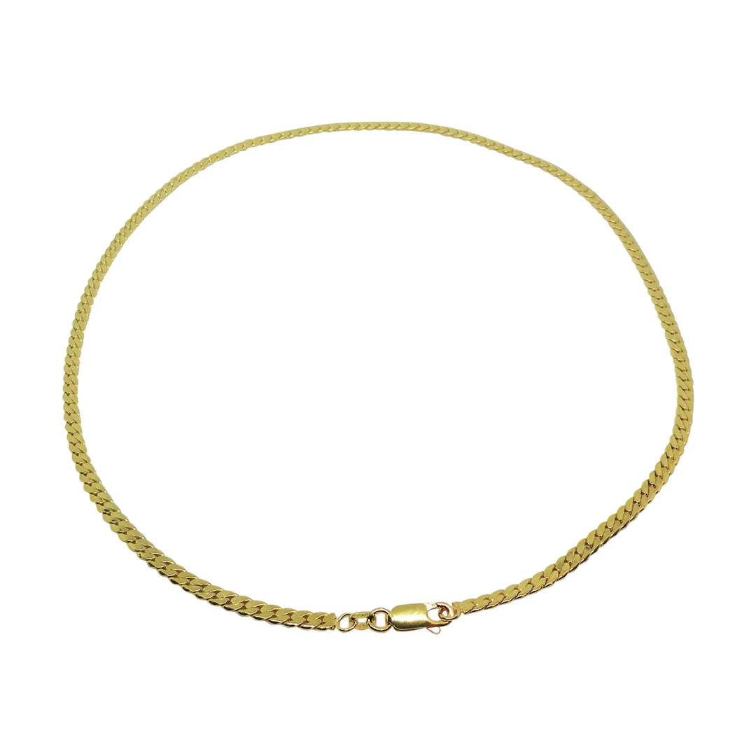 Necklace, herringbone chain, gold-plated sterling silver, 40-45 cm, 3.5 mm 