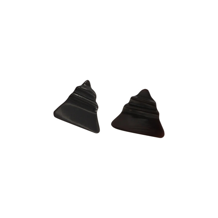 Earrings, clip, triangle with wave, silver-plated brass 