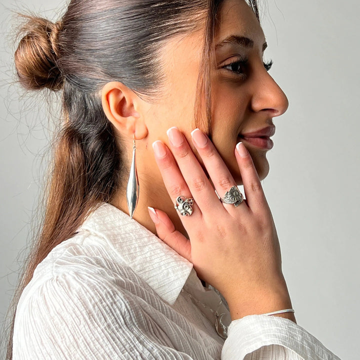 Fingerring solsikke forgyldt sølv og sterlingsølv Beadhouse of Copenhagen