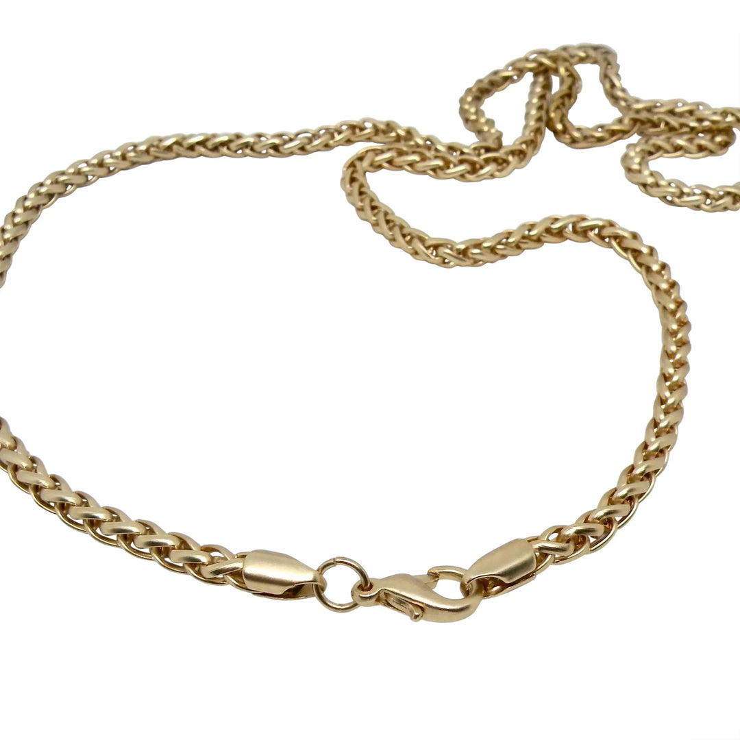 Necklace, wheat chain, gold-plated brass, 77 cm/4.5 mm 