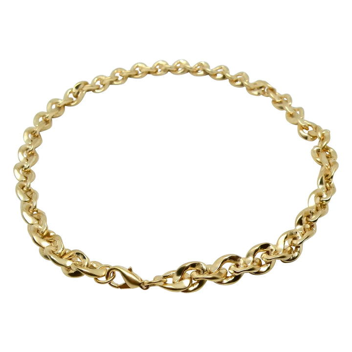 Necklace, chunky twisted anchor chain, gold-plated brass, 45 cm/8.5 mm 