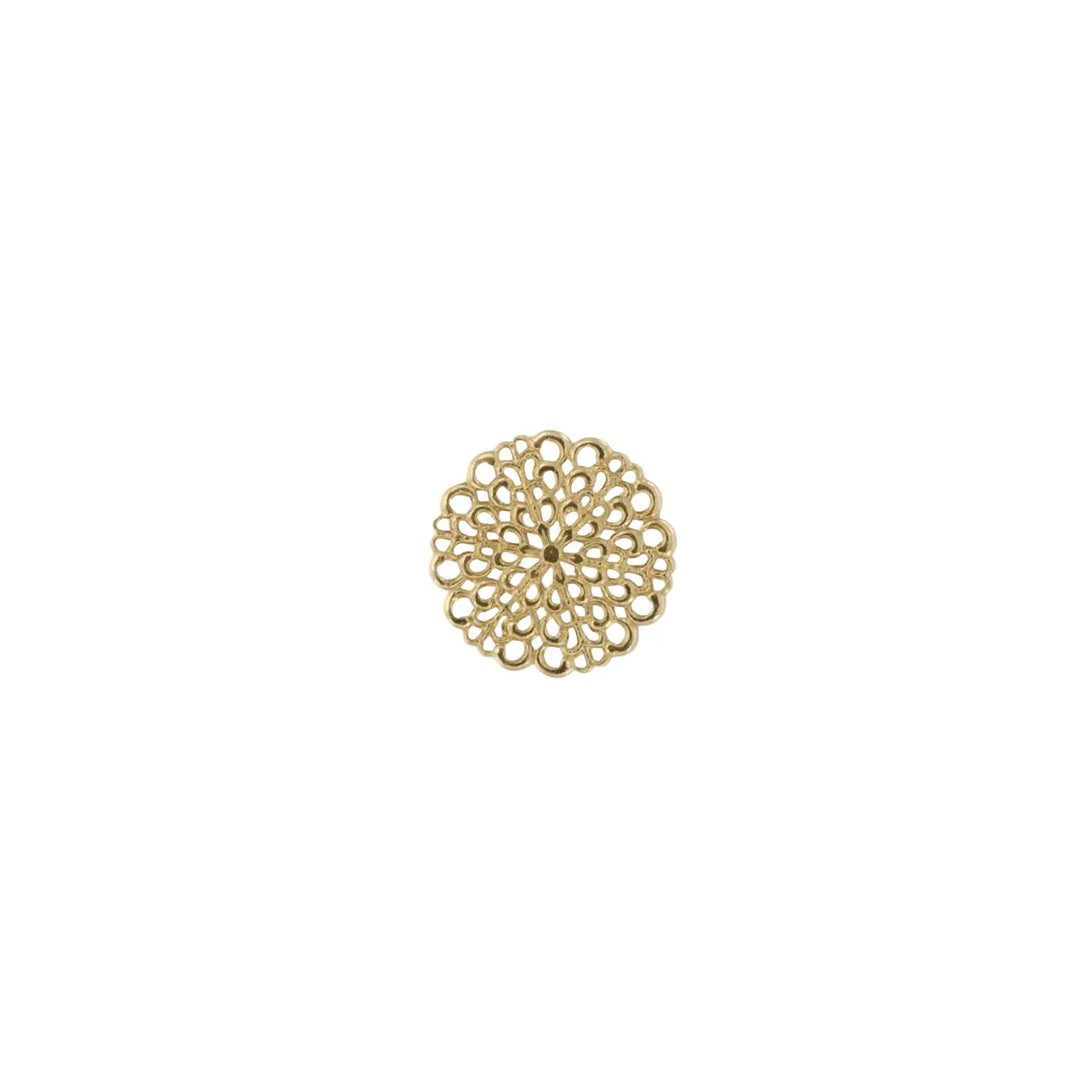 Pendant, filigree, circle, gilded brass, 30x30mm 
