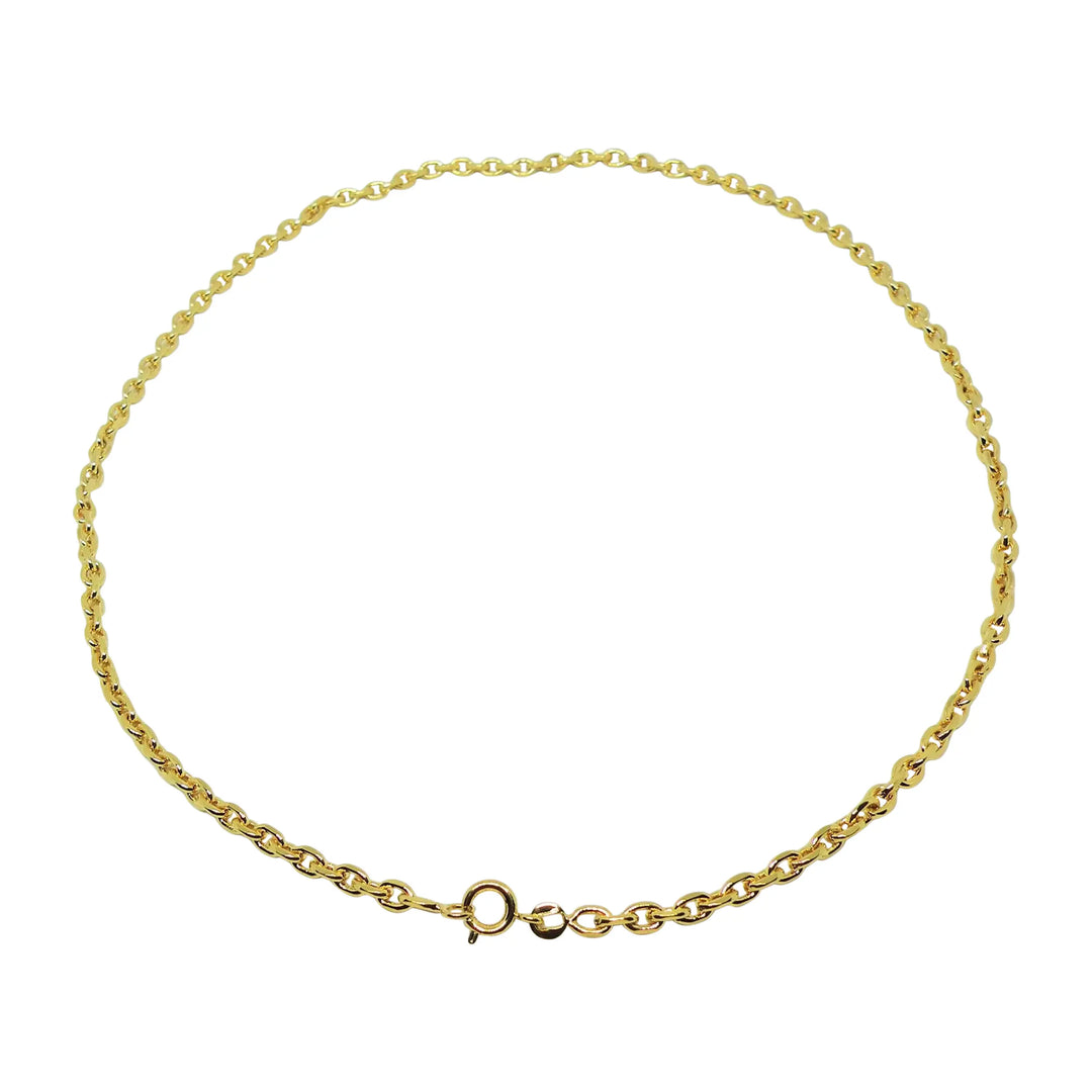 Necklace, anchor facet chain, gold-plated brass, 45-50 cm/3.5 mm 