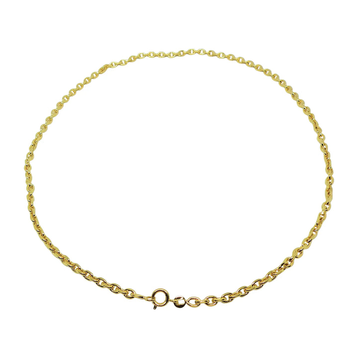 Necklace, anchor facet chain, gold-plated brass, 45-50 cm/3.5 mm 