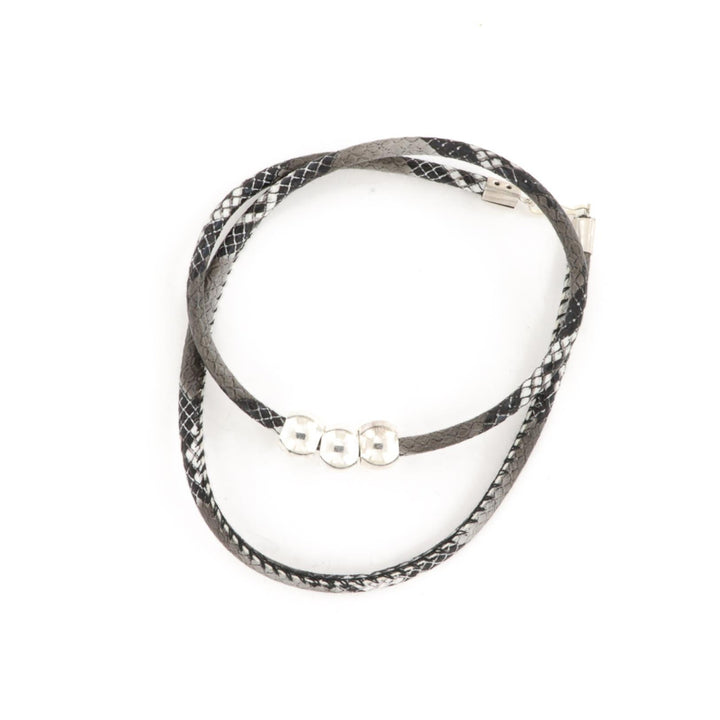 Armbånd, slangeprint, 50-60cm, forsølvet messing