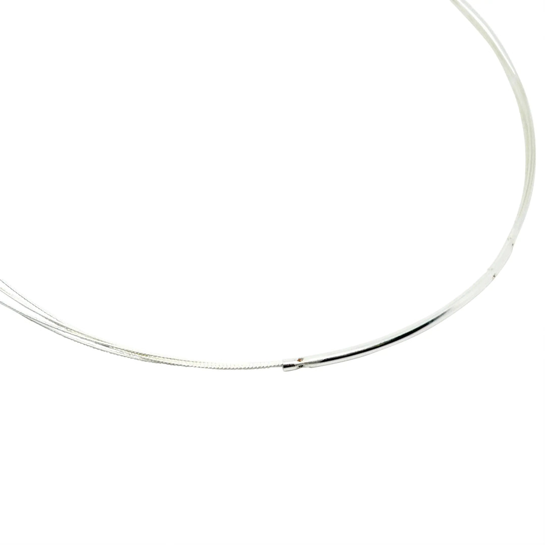 Necklace, wires with tube clasp, silver-plated brass, 43 cm 