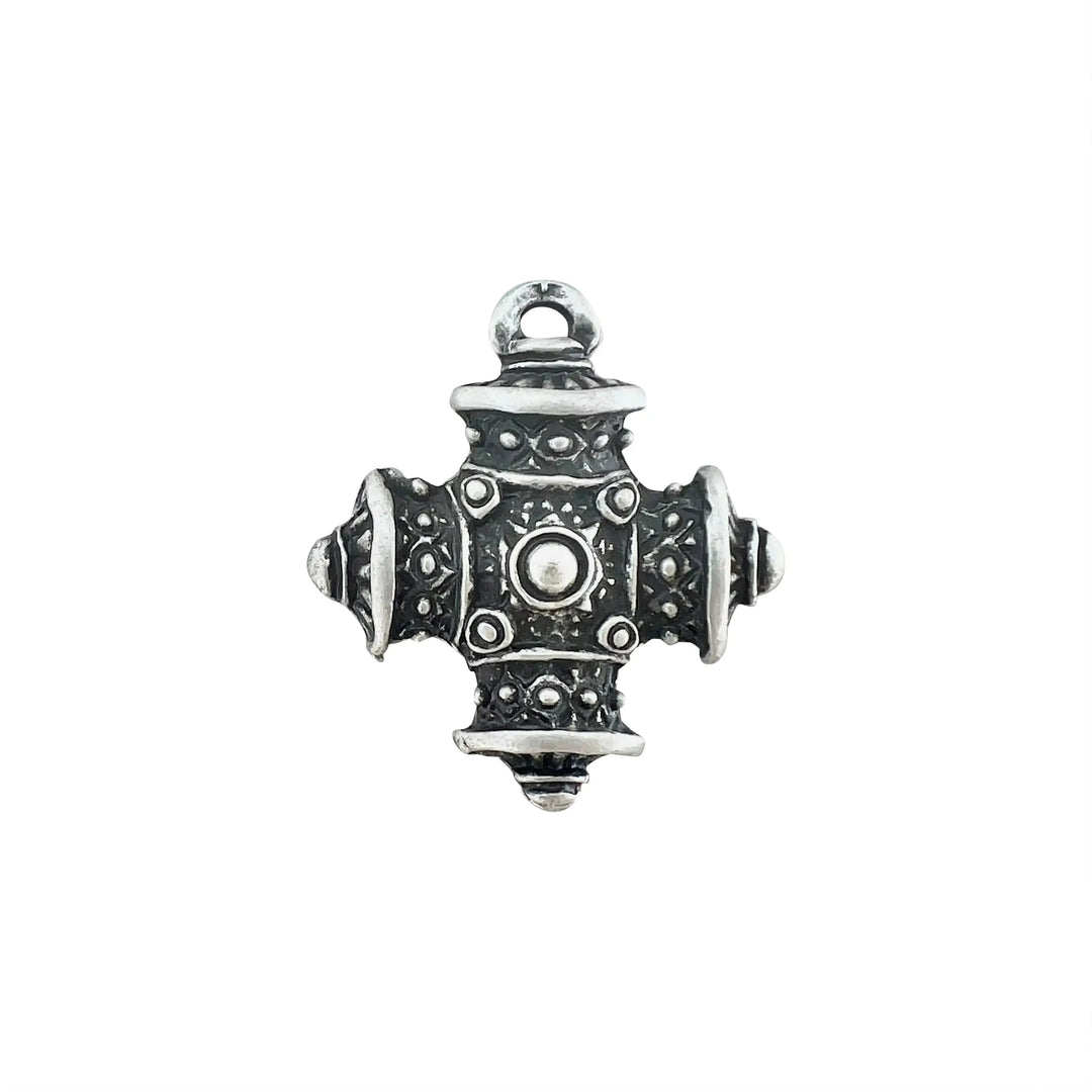 Pendant, crucifix, silver-plated and oxidized brass, 31 x 18 mm 