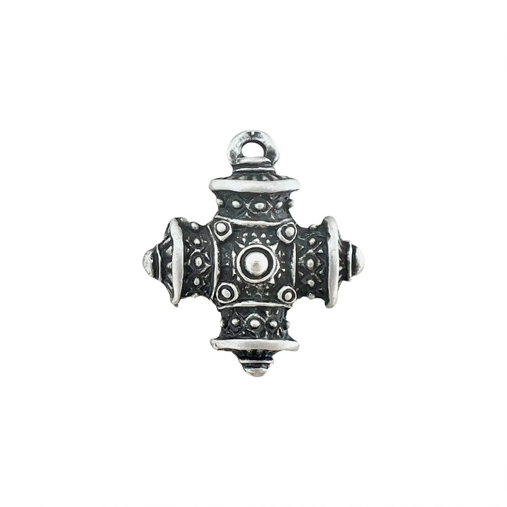 Pendant, crucifix, silver-plated and oxidized brass, 31 x 18 mm 