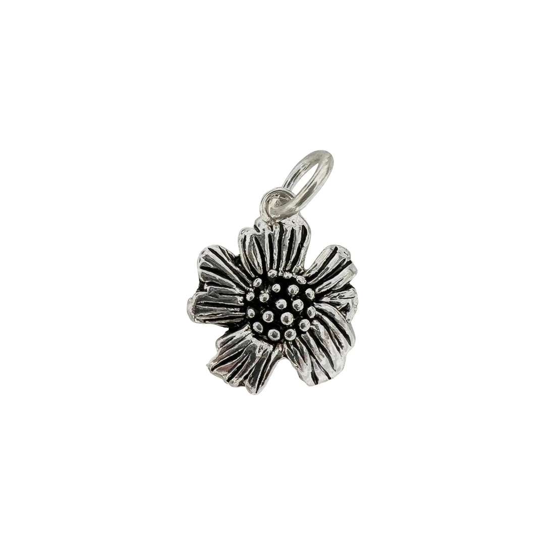 Pendant, flower, silver-plated brass, 25 x 20 mm 