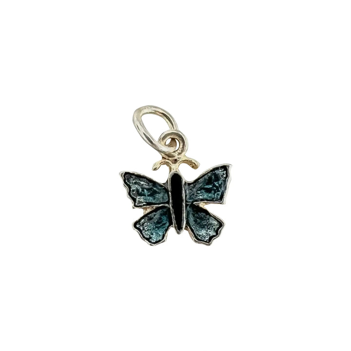 Pendant, butterfly, silver-plated brass, 20 x 19 mm 
