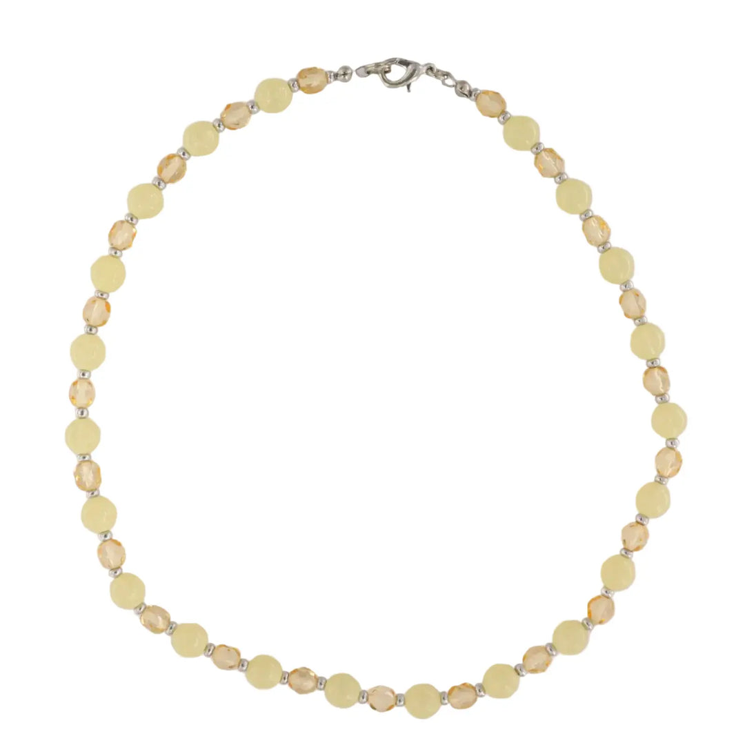 Necklace, round beads, glass, 42cm 