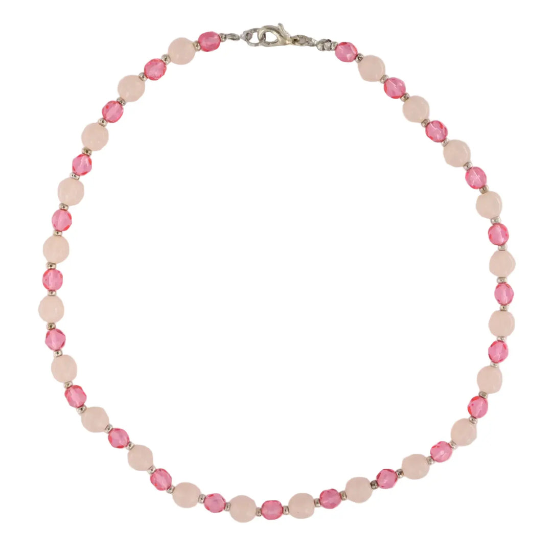 Necklace, round beads, glass, 42cm 