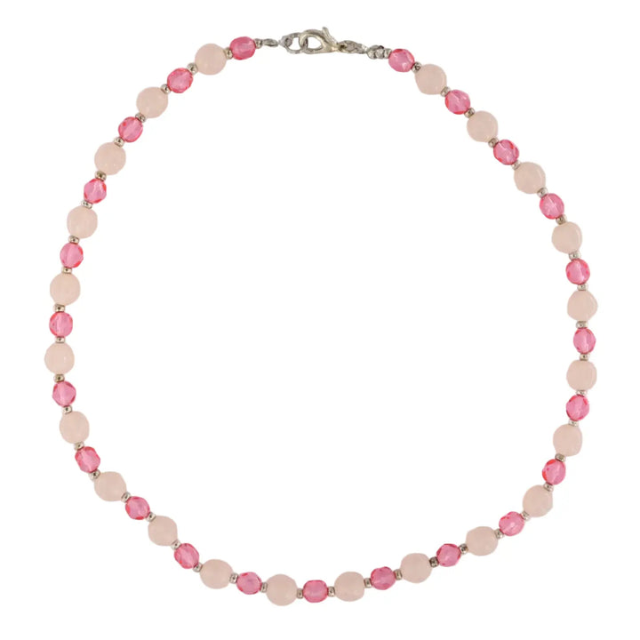 Necklace, round beads, glass, 42cm 