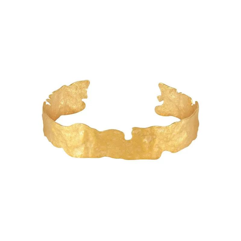 Armbånd, åben organisk armring, forgyldt og forsølvet messing, 16cm, justerbar Greece