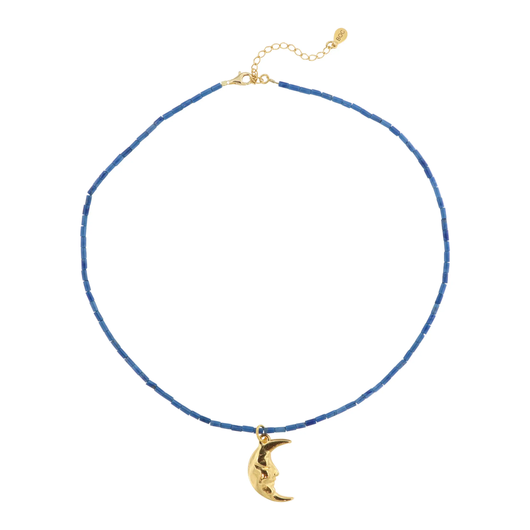 Diy kit, halskæde kit med sodalit rørperler, forgyldt sterlingsølv Beadhouse of Copenhagen