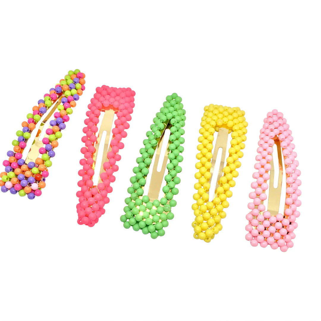 Hair clips, pointed with round beads 