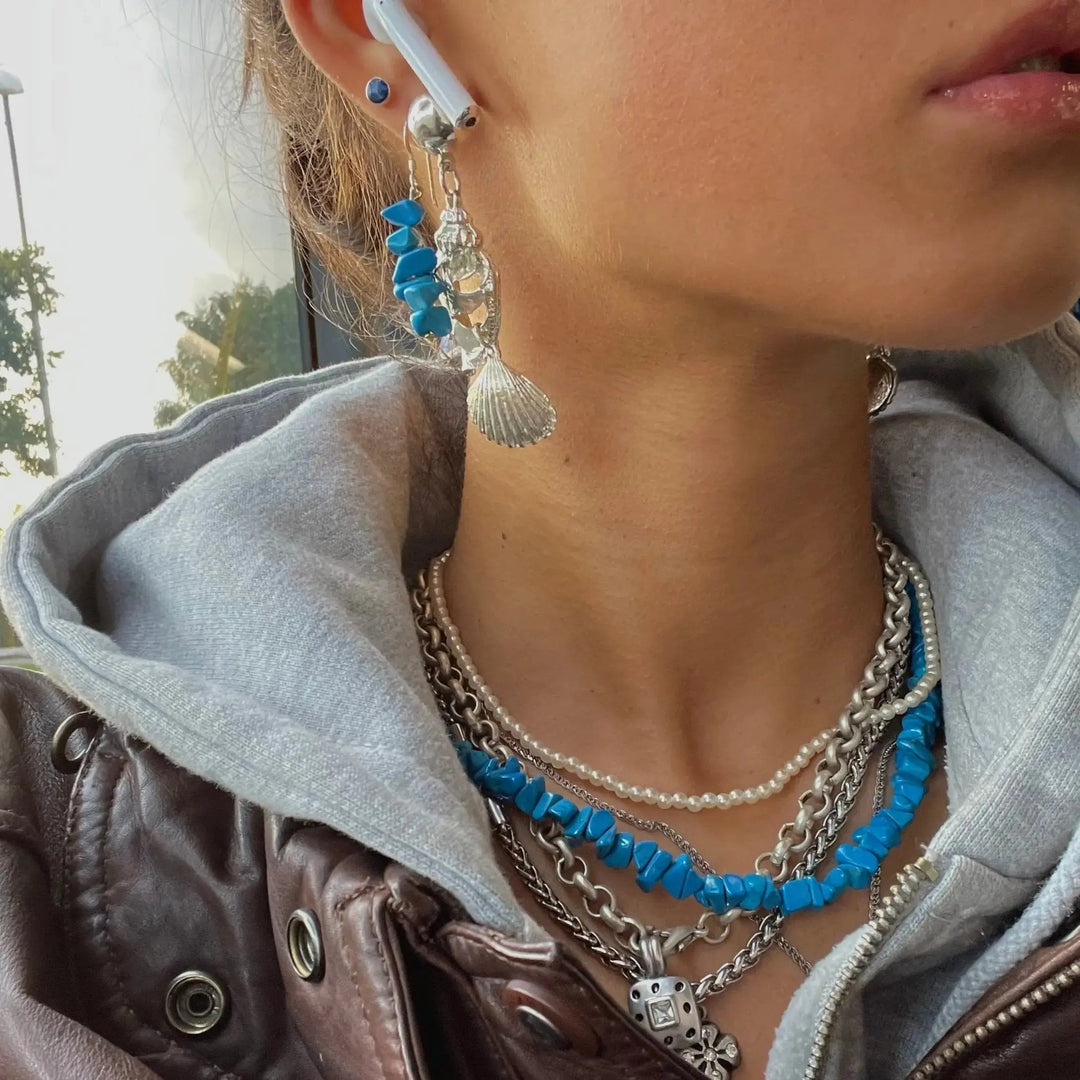 Øreringe ørestikkere strandskaller i forsølvet og forgyldt messing Beadhouse of Copenhagen