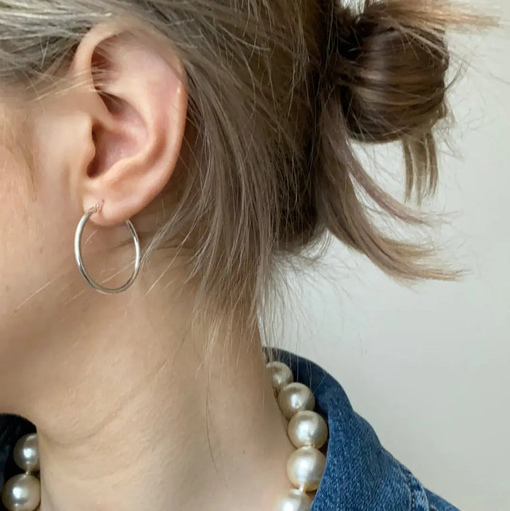 Øreringe, hoops, sterlingsølv, 30 x 2 mm, 102d Italy